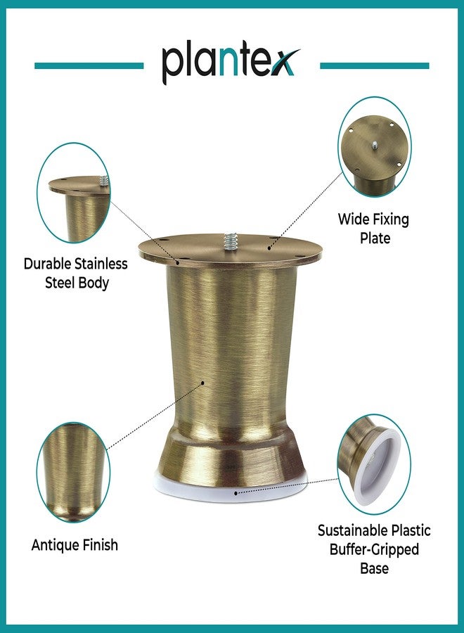 Plantex Heavy Duty Cone Shape 3 Inch Furniture Sofa Legs for Table/Sofa Support Legs/Sofa Furniture Leg/Table Leg/Set of 4 Pcs - (Brass Antique) - Image 4